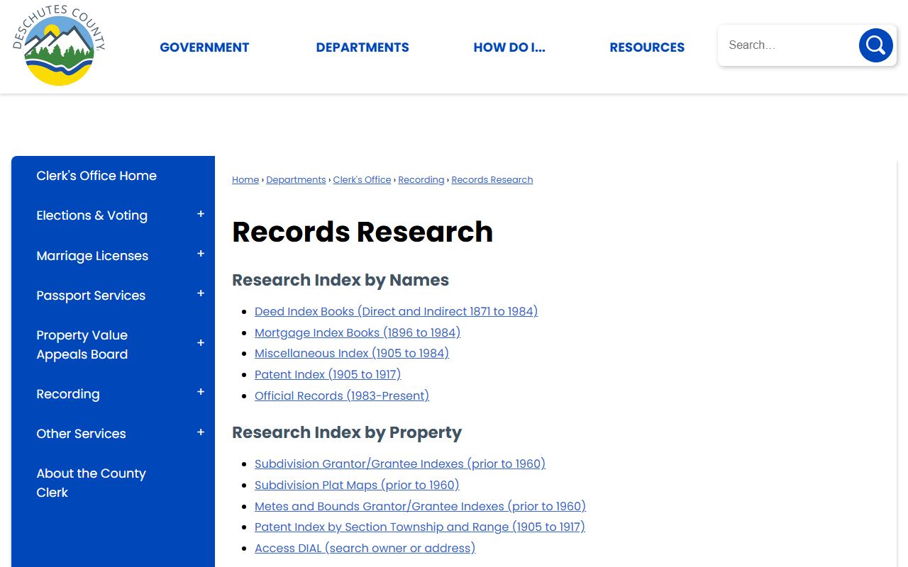 Deschutes County court clerk records compared with county clerk records research