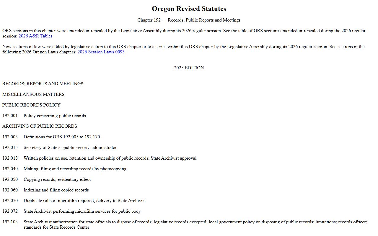 Deschutes County criminal court records Oregon public records law