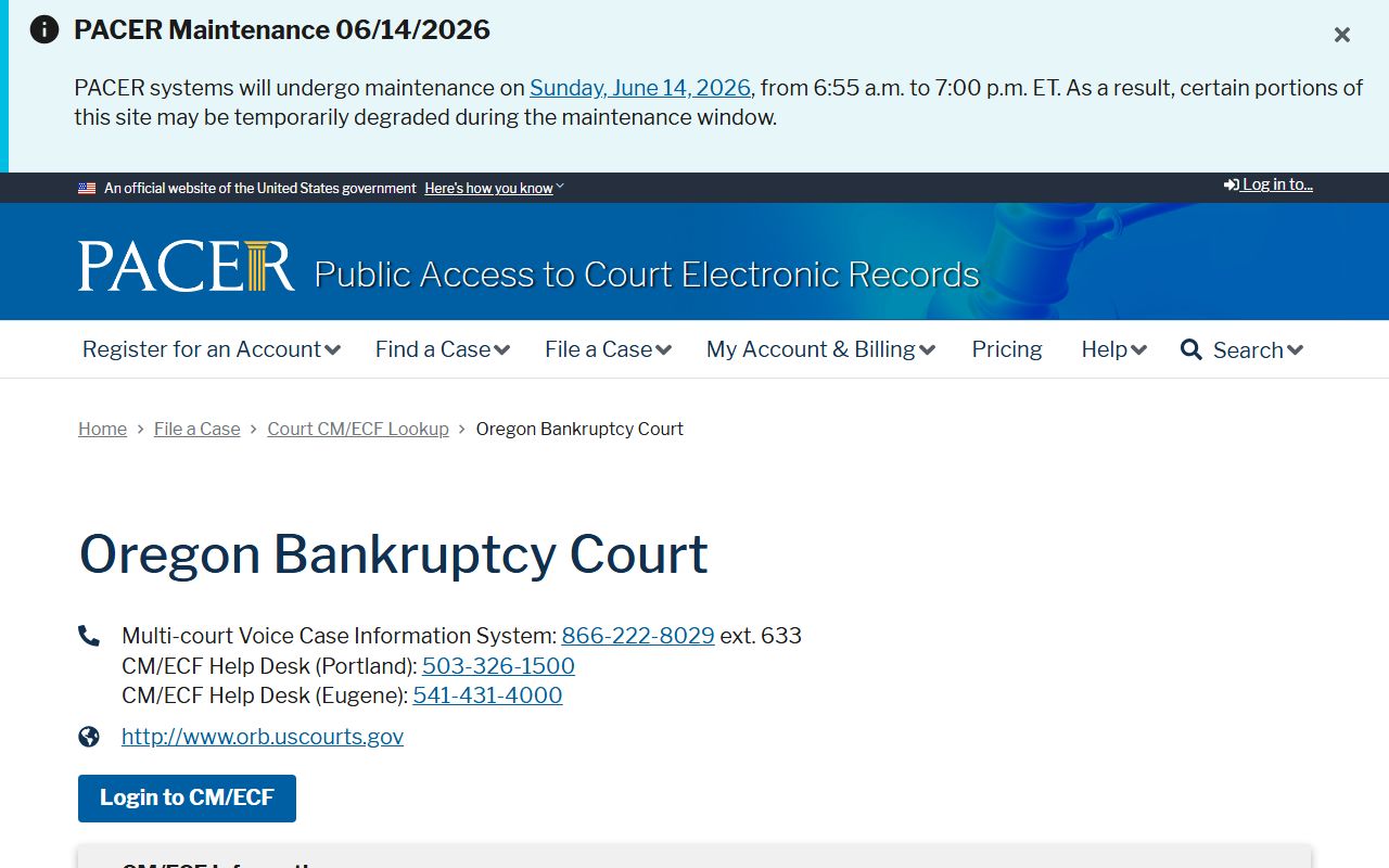 Deschutes County Circuit Court and Oregon bankruptcy CM ECF lookup