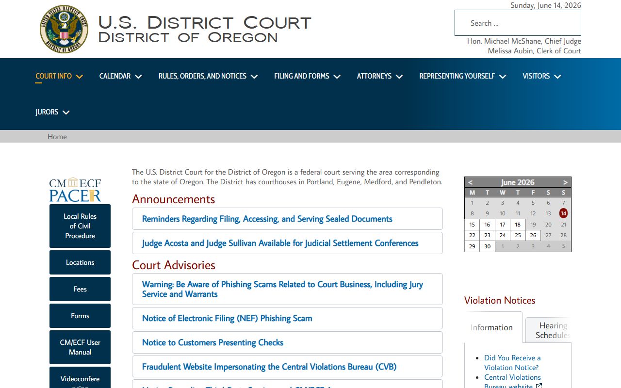 Deschutes County Circuit Court and federal district court record access