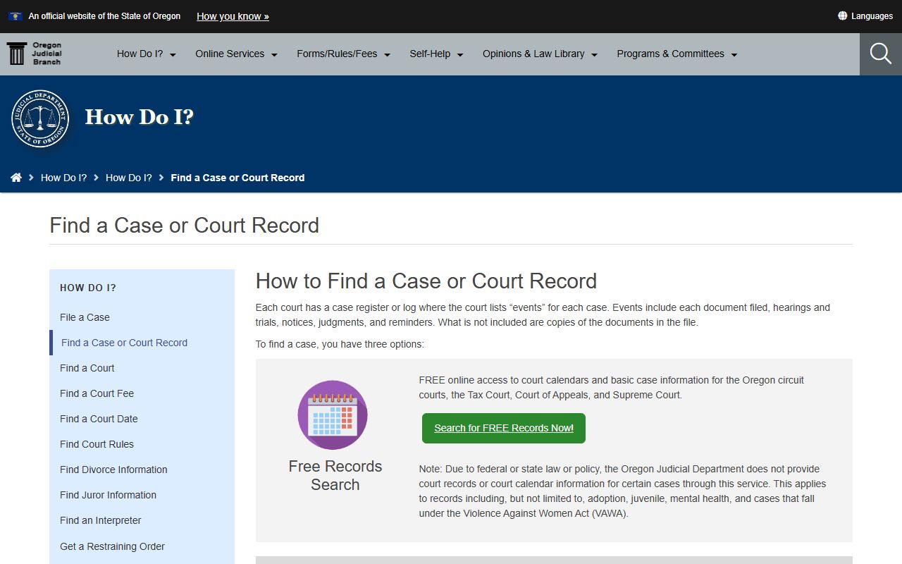 Deschutes County court records search through Oregon Find a Case