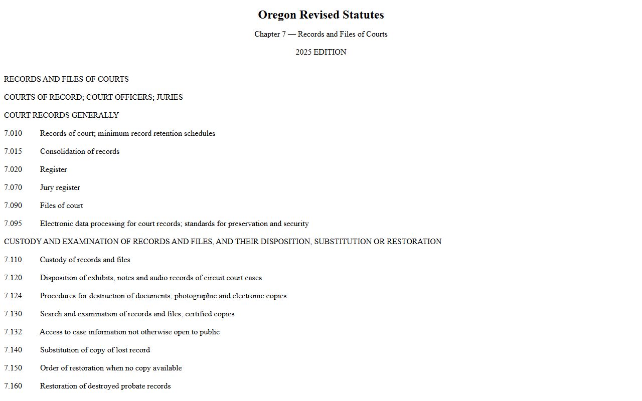 Deschutes County probate records ORS Chapter 7 court records