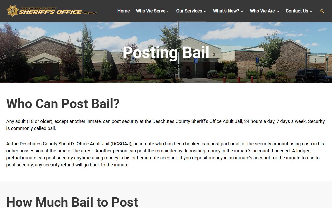 Deschutes County warrant records posting bail instructions
